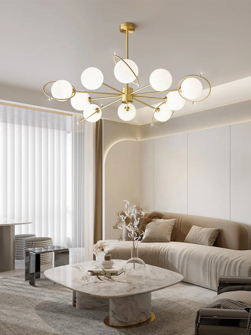 Nordic copper chandelier minimalist modern decorative glass - vue 3 sur 9