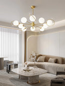 Modern copper chandelier with minimalist glass decor
