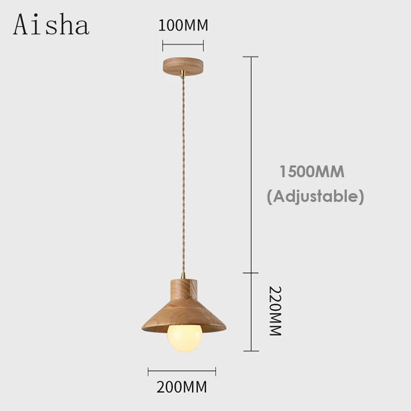 Wood pendant light for interior decor and lighting - vue 6 sur 7