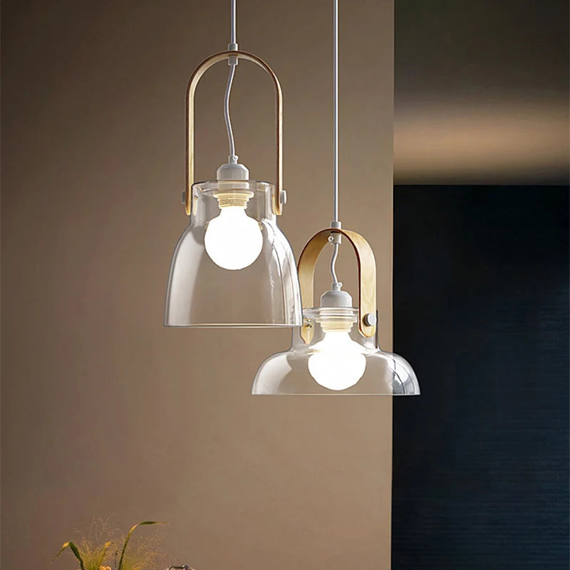 Clear glass pendant light with adjustable cord for interior decor