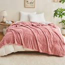Soft jacquard sherpa throw with check pattern for living room or bedroom