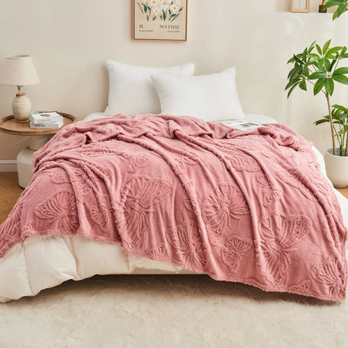 Soft jacquard sherpa throw with check pattern for living room or bedroom - vue 6 sur 6