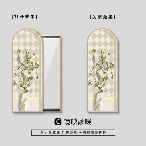 Nordic decorative square mirror with floral aesthetic frame - vue 8 sur 9