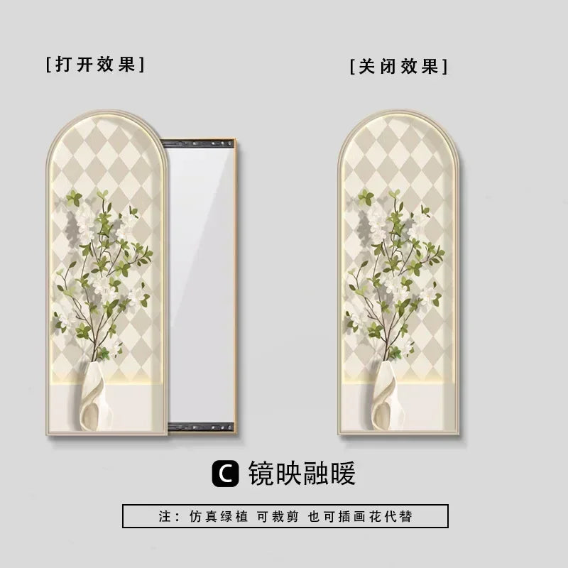 Nordic decorative square mirror with floral aesthetic frame - vue 7 sur 9