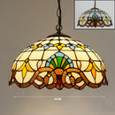 Retro tiffany pendant light baroque pearl stained glass chandelier 16' sea blue brown