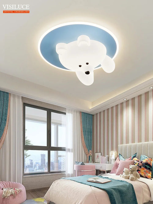 Cute bear LED ceiling light for children's room - vue 6 sur 12