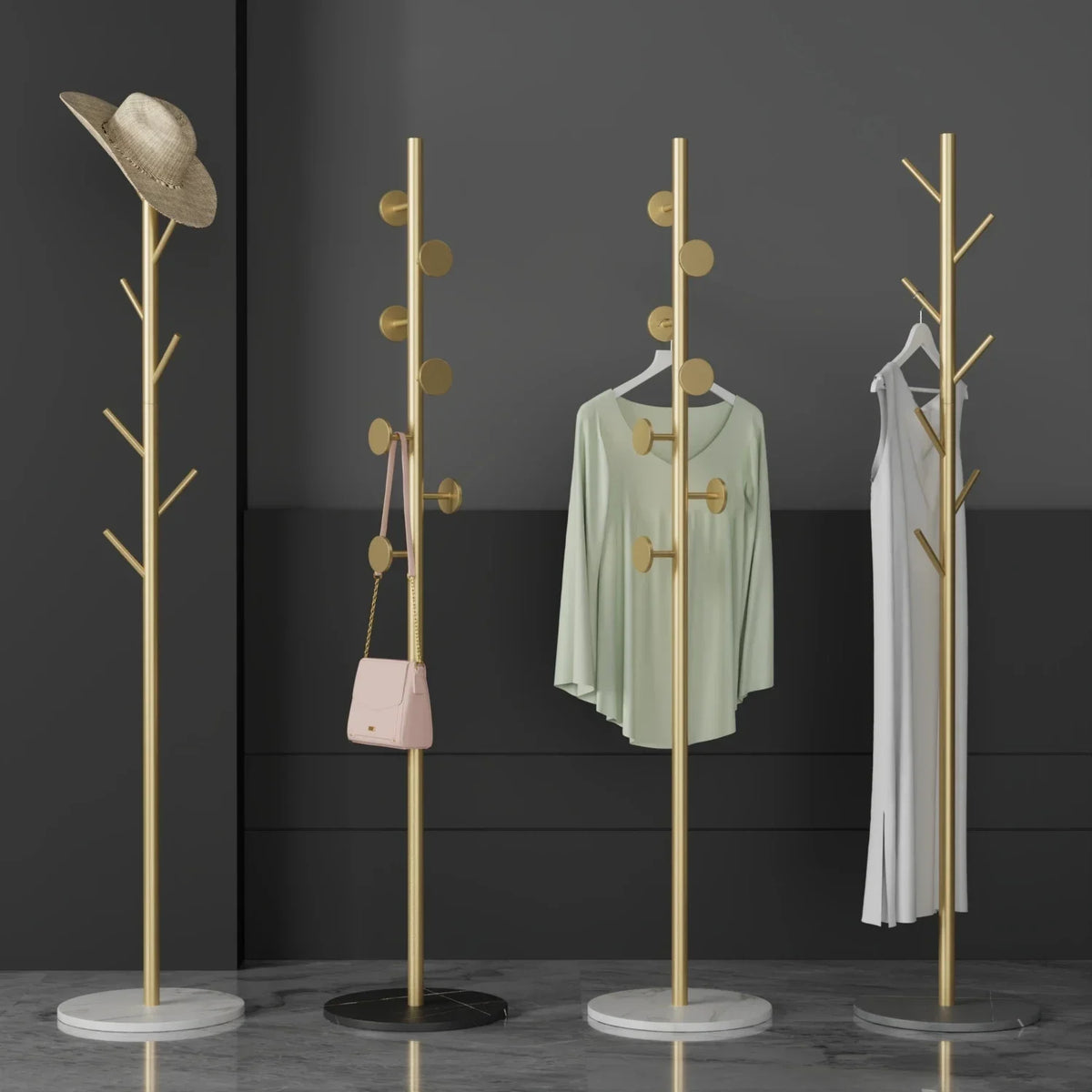 Multifunctional Floor Coat Rack, Hat Hanger, Tree Style, Freestanding Handbag Organizer, Luxury Storage Stand, 7 Hooks - vue 1 sur 28
