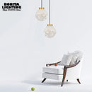Modern pendant light with semi-frosted translucent bubble glass