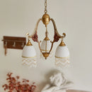 Retro copper chandelier with vintage medieval pendants