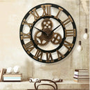 retro wooden wall clock industrial style for artistic decoration