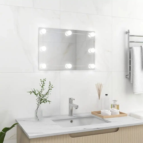 rectangular wall mirror with decorative LED lights for interiors - vue 7 sur 7