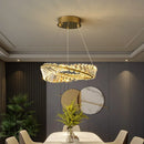 Modern crystal LED chandelier with decorative steel ring