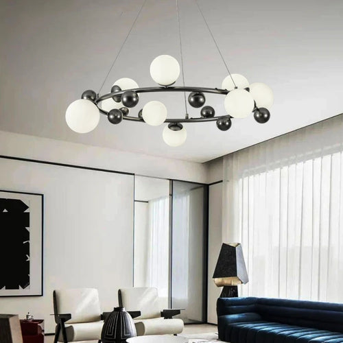 Nordic metal and decorative glass ceiling pendant for interiors - vue 6 sur 13
