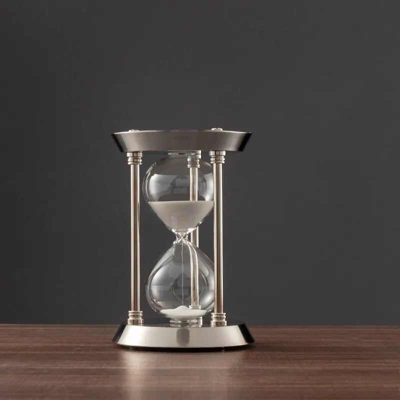 Retro metal and brass hourglass for decoration and timer