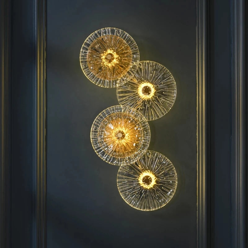 Modern round crystal wall lamp with nordic LED lights
