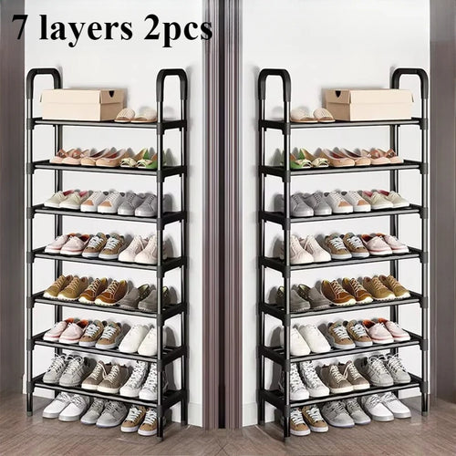 trendy space-saving 5-tier metal shoe rack - vue 8 sur 16