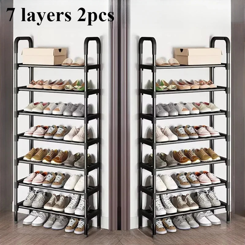 trendy space-saving 5-tier metal shoe rack - vue 7 sur 16