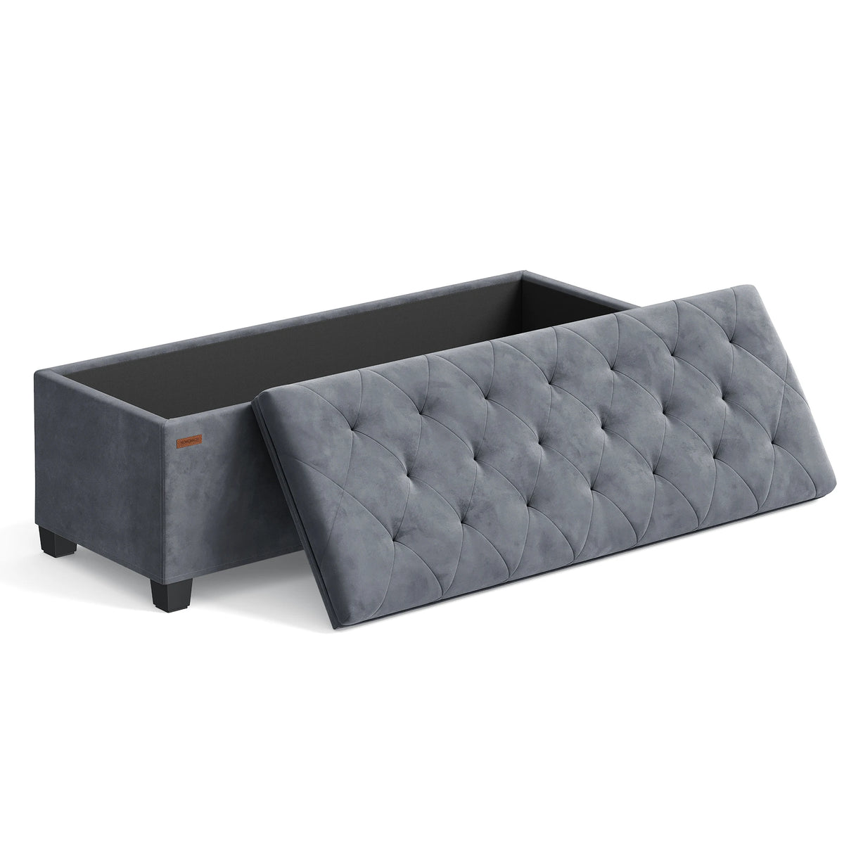 SONGMICS Stool with Storage Space, Bench with Legs, 40 x 110 x 40 cm Footstool, Storage Box, Maximum Load 300 kg