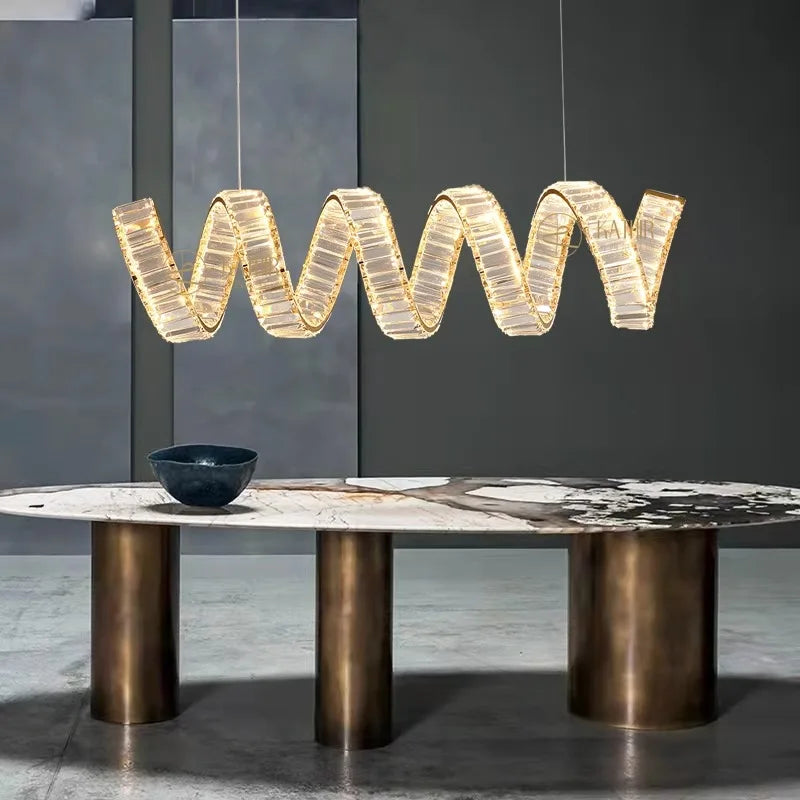 Modern gold spiral LED chandelier - vue 5 sur 7