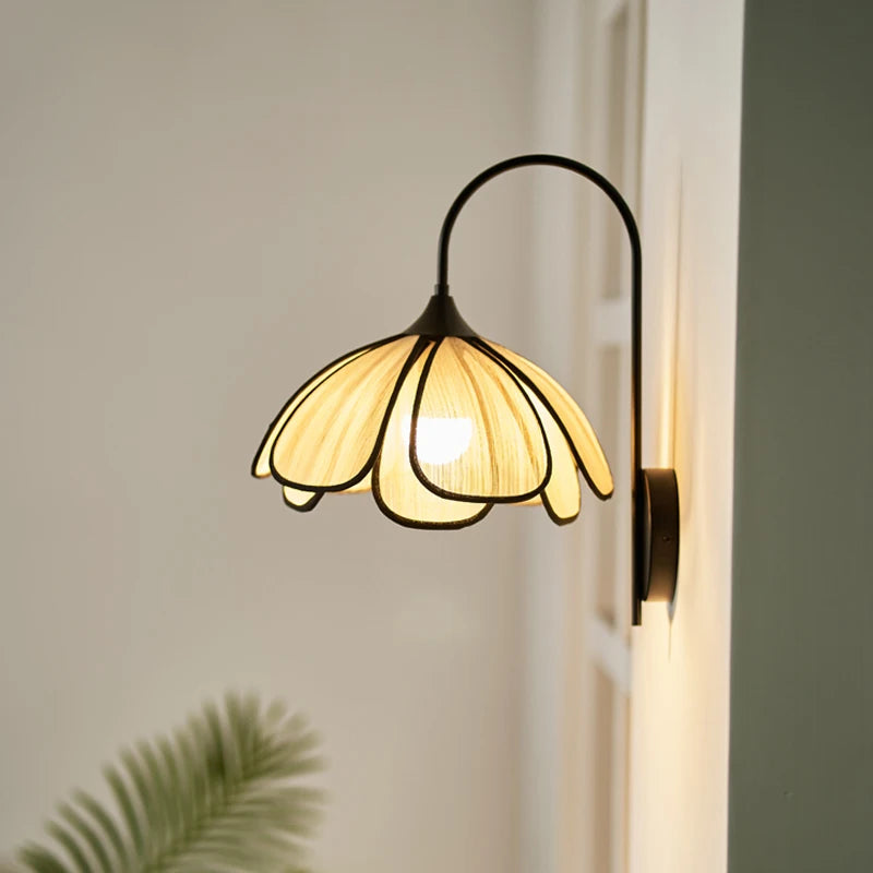 Japanese wabi sabi rattan petal wall light