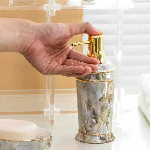 ceramic soap dispenser for shower gel and disinfectant - vue 4 sur 30