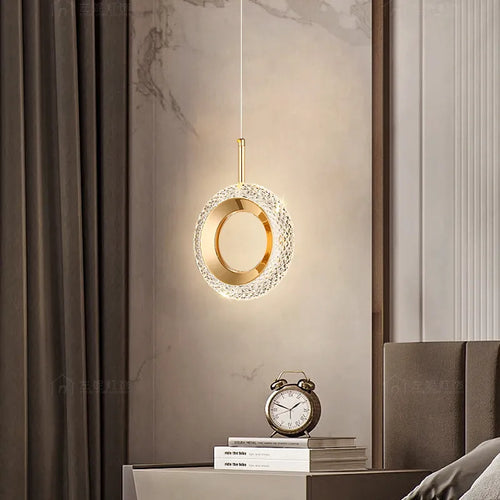 Nordic ring LED pendant light for bedroom, bedside and living room - vue 7 sur 12