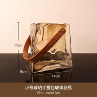 handbag style glass vase for hydroponic home decor