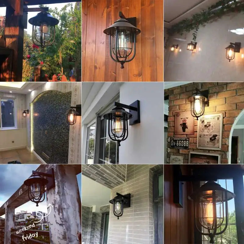 Vintage nordic waterproof iron wall light for outdoor use