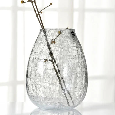 Light luxury handicraft ornaments, ice flower colored glass vase, large transparent glaze ware - vue 7 sur 11