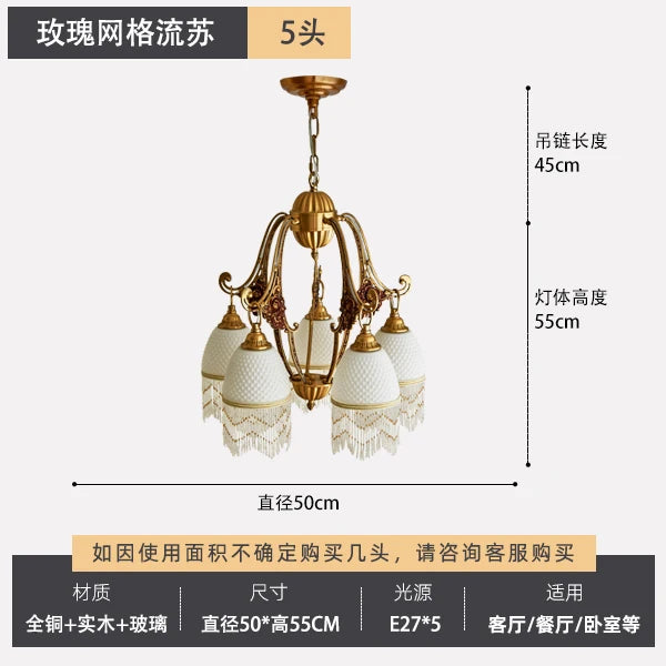Retro copper chandelier with vintage medieval pendants - vue 7 sur 8