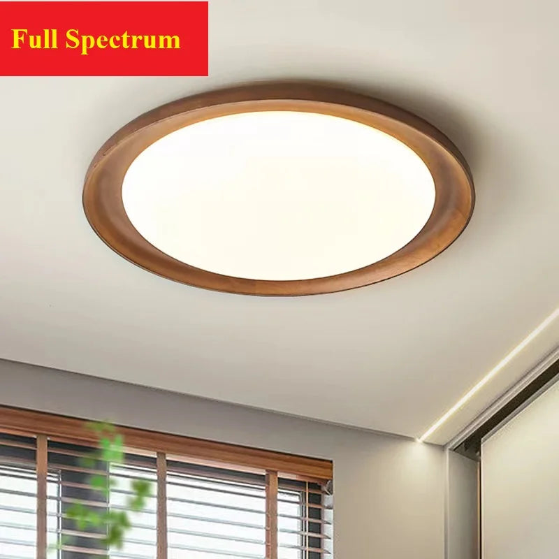 Solid wood wabi-sabi ceiling light for bright interiors
