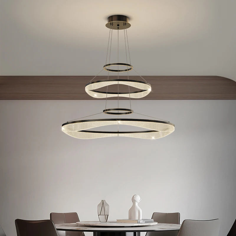 Modern acrylic LED pendant chandelier - vue 3 sur 20