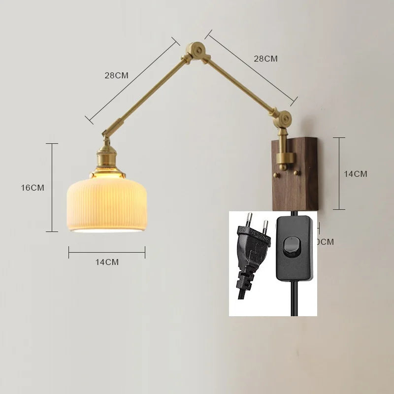 iwhd Copper swing arm LED wall light with pull chain switch - vue 20 sur 23