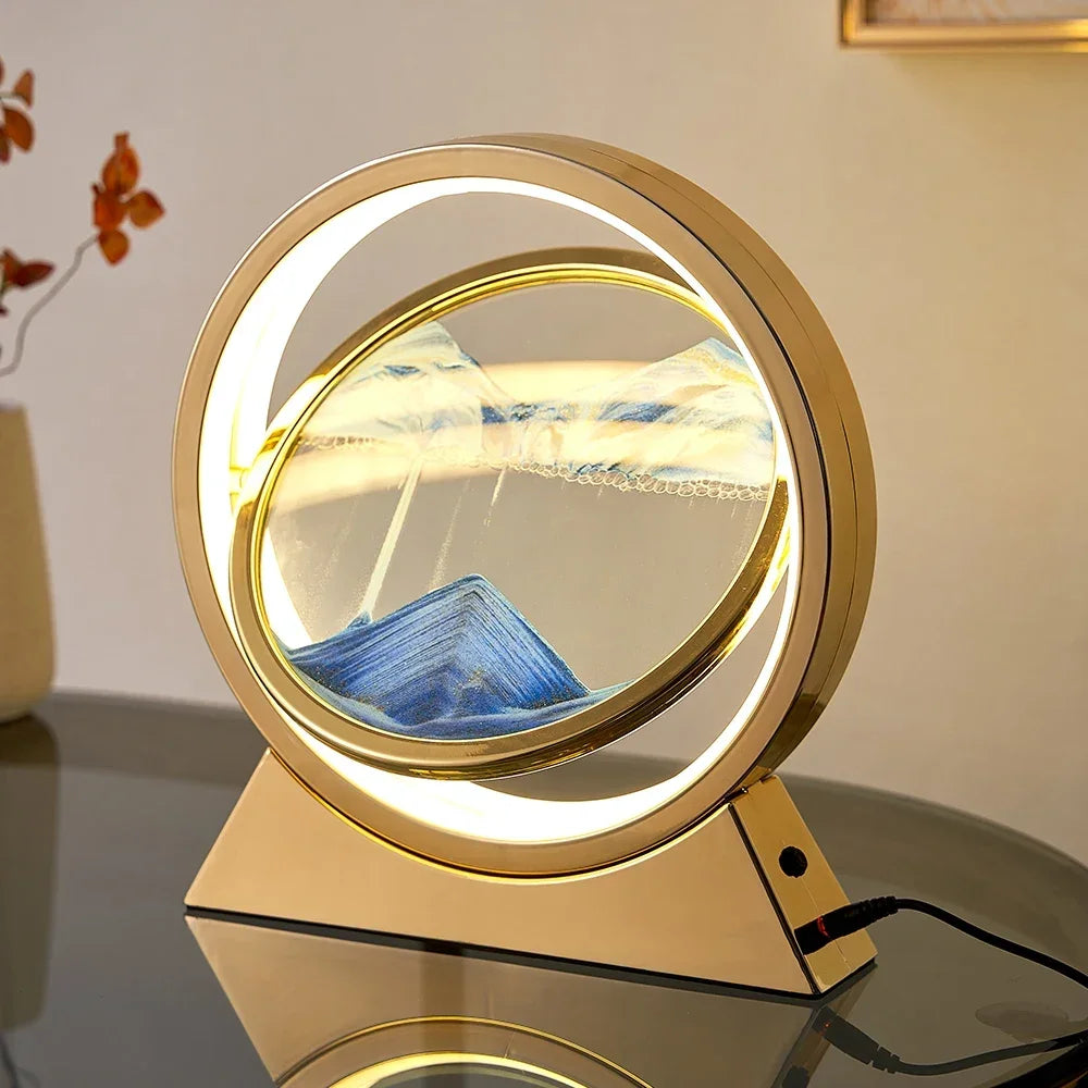 Creative table lamp with decorative 3D quicksand