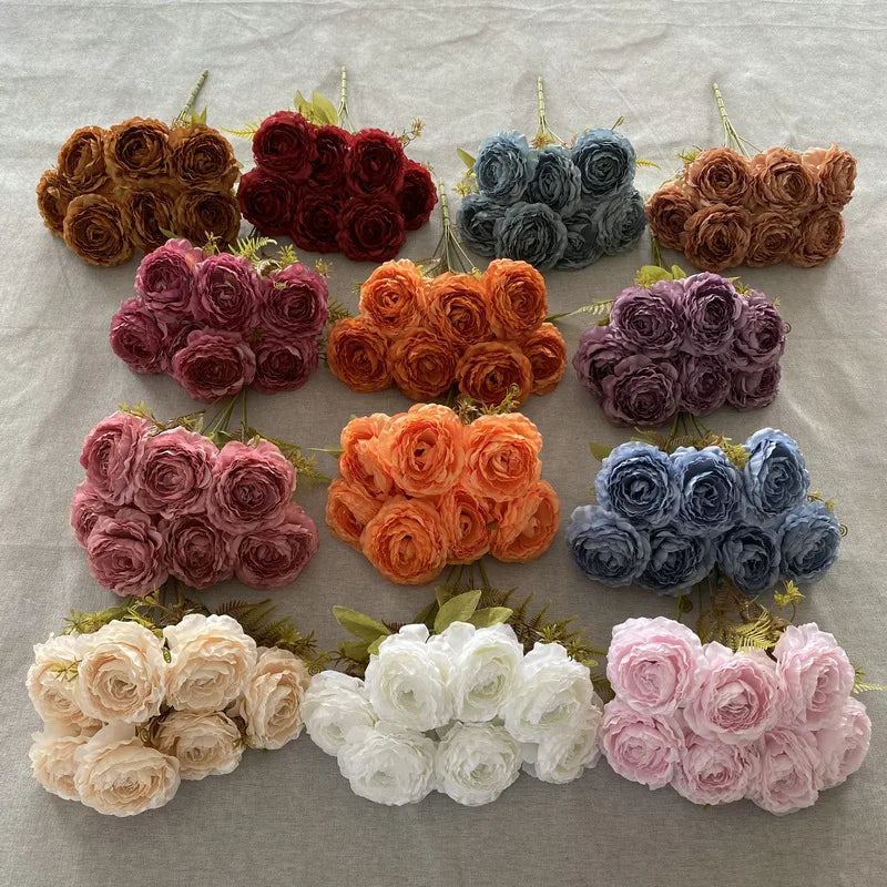Artificial silk peony bouquet for floral decoration - vue 5 sur 17