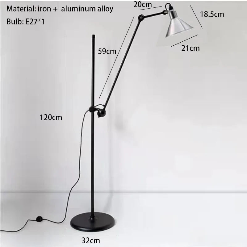 Adjustable vintage rotating floor lamp for decorative indoor lighting