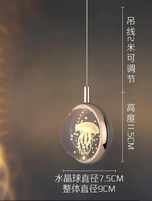 Modern LED crystal ball pendant light for interiors - vue 9 sur 10