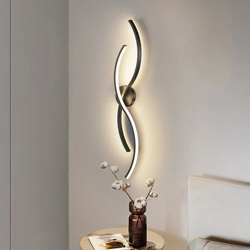 Modern minimalist LED striped wall light for bedroom, living room, corridor - vue 6 sur 15