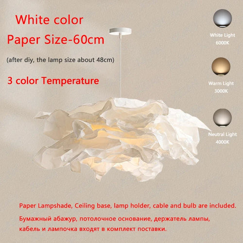 Minimalist paper LED chandelier for DIY indoor lighting - vue 9 sur 12