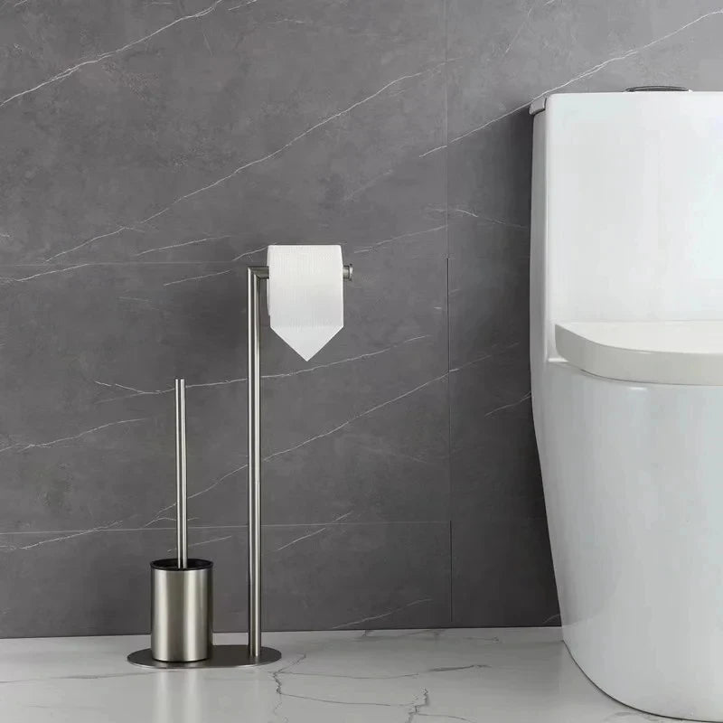 Stainless steel toilet brush with removable holder - vue 1 sur 6
