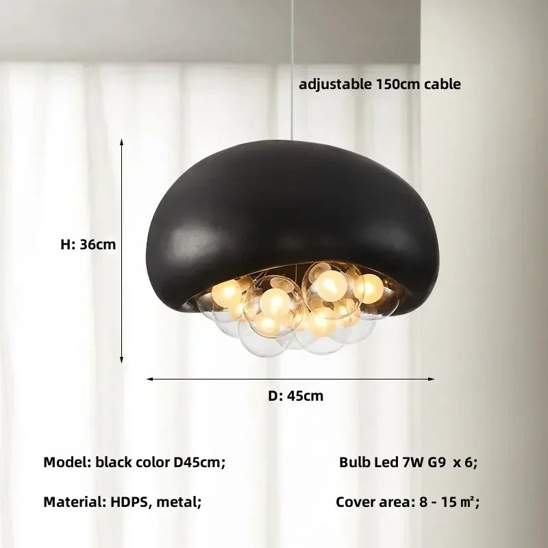 Minimalist wabi sabi style pendant chandelier with LED lighting
