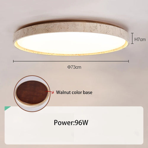 Led ceiling light stone downlight surface mounted retro walnut wood effect for bedroom or living room - vue 10 sur 13