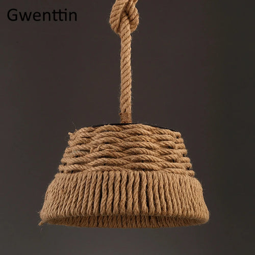 Retro hemp pendant light for industrial and artistic decor - vue 6 sur 7