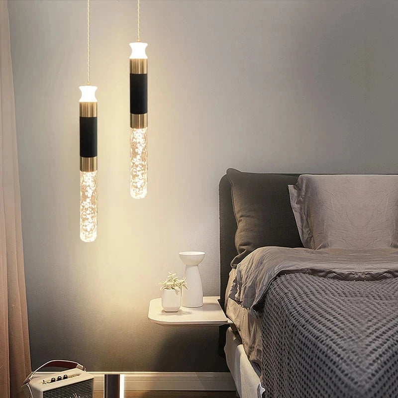 Nordic crystal LED pendant light with double light sources