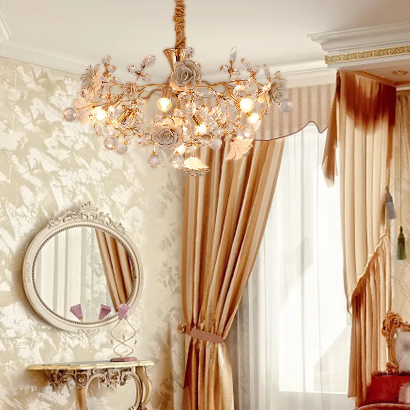 White ceramic flower chandelier