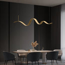 Modern copper LED chandelier with wave design