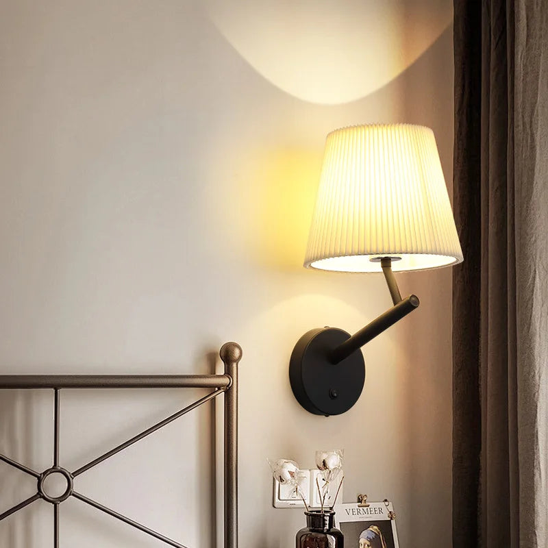 Vintage fabric wall light for decorative indoor lighting