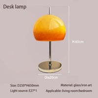 LED retro glass table lamp in gradient orange Bauhaus mushroom style for living room or bedroom