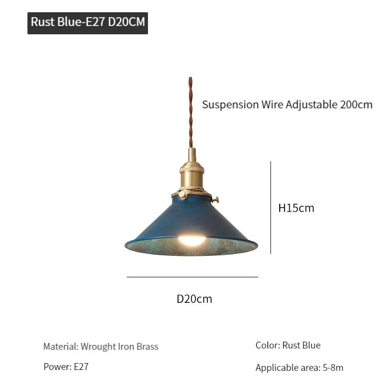 Vintage industrial loft pendant light with metal shade - vue 12 sur 12
