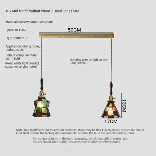 Luxury antique glass and brass pendant chandelier - vue 9 sur 15